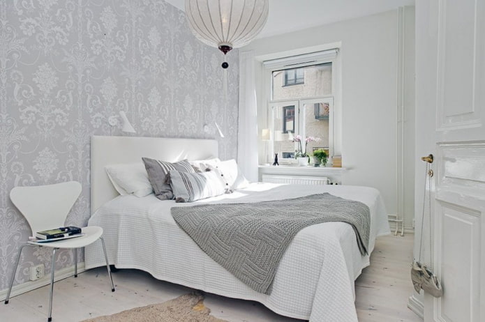 Intérieur de chambre blanc et gris