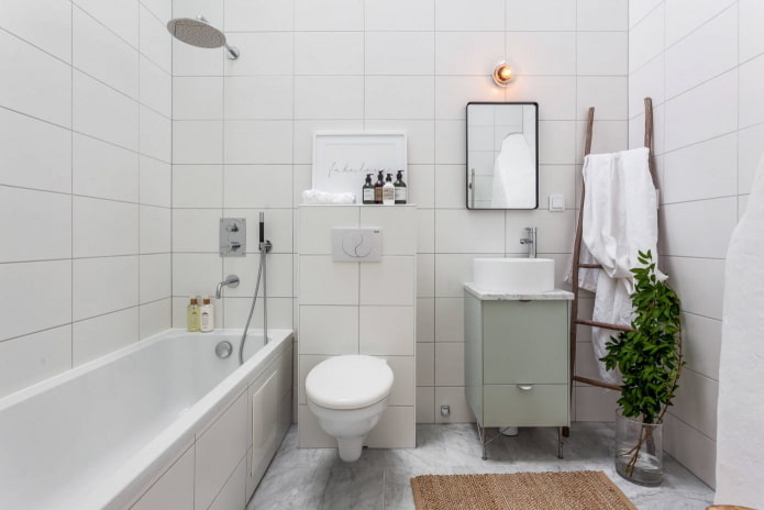 Salle de bains blanche de style scandinave