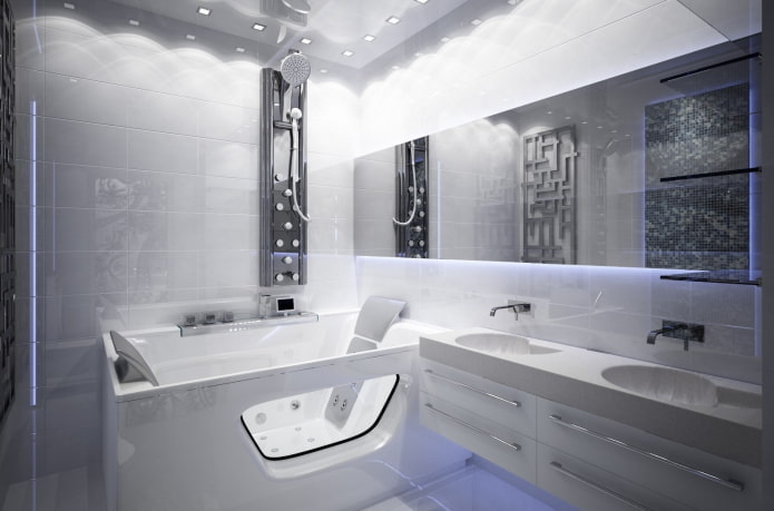 salle de bain blanche de style high-tech
