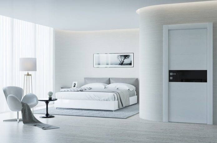 Portes blanches dans un intérieur de style minimalisme