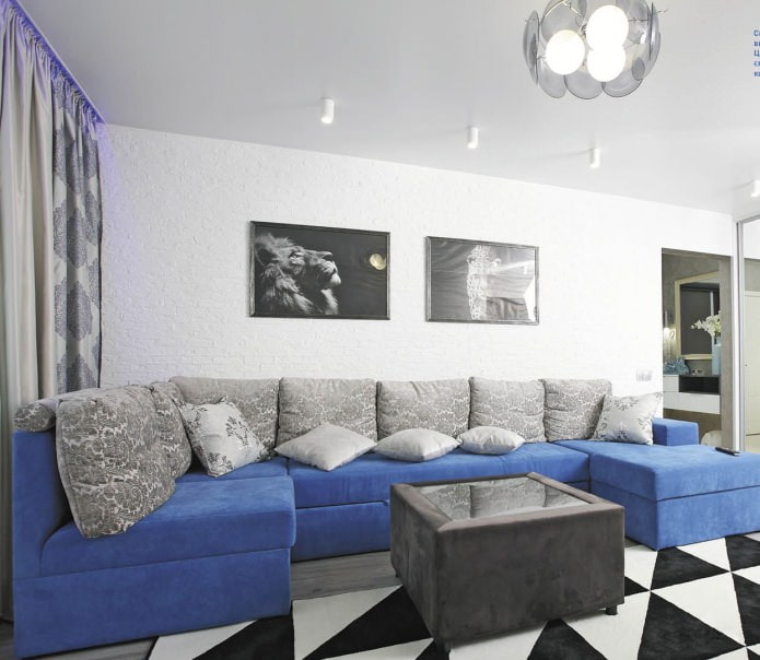 Papier peint brique blanche dans le salon