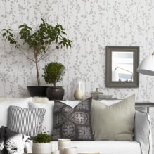 Papier peint blanc et noir et blanc dans le salon : 55 photos à l'intérieur-9