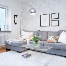 Blanc et noir et papier peint blanc dans le salon : 55 photos à l'intérieur-14