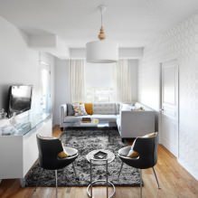 Papier peint blanc et noir et blanc dans le salon : 55 photos à l'intérieur-1