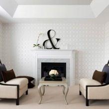 Papier peint blanc et noir et blanc dans le salon : 55 photos à l'intérieur-10
