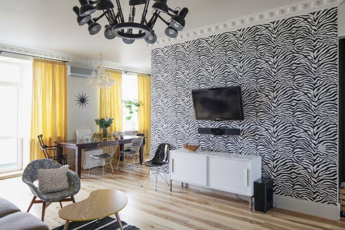 Papier peint noir et blanc imitant la peau de zèbre
