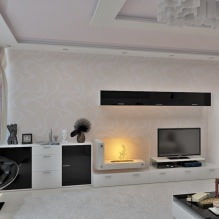 Papier peint blanc et noir et blanc dans le salon : 55 photos dans l'intérieur-15