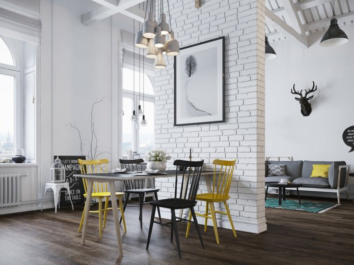 Mur de briques blanches dans l'intérieur