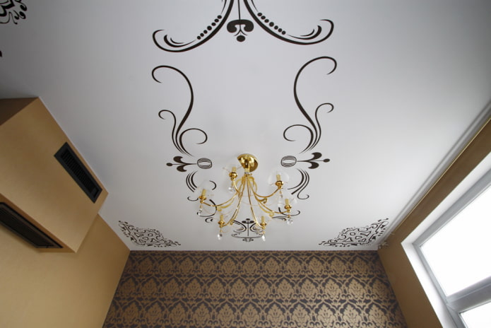 plafond tendu blanc à motifs