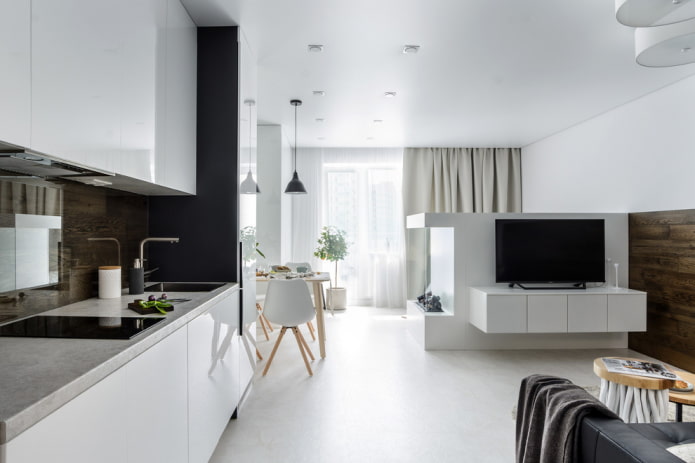 Plafond tendu blanc de style moderne