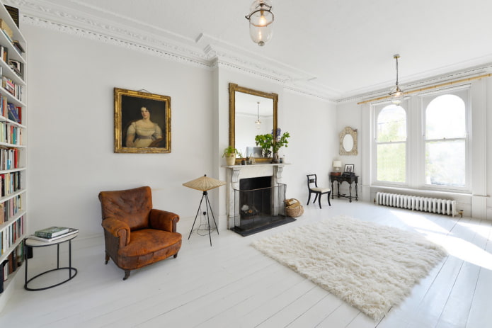 Sol blanc dans le salon