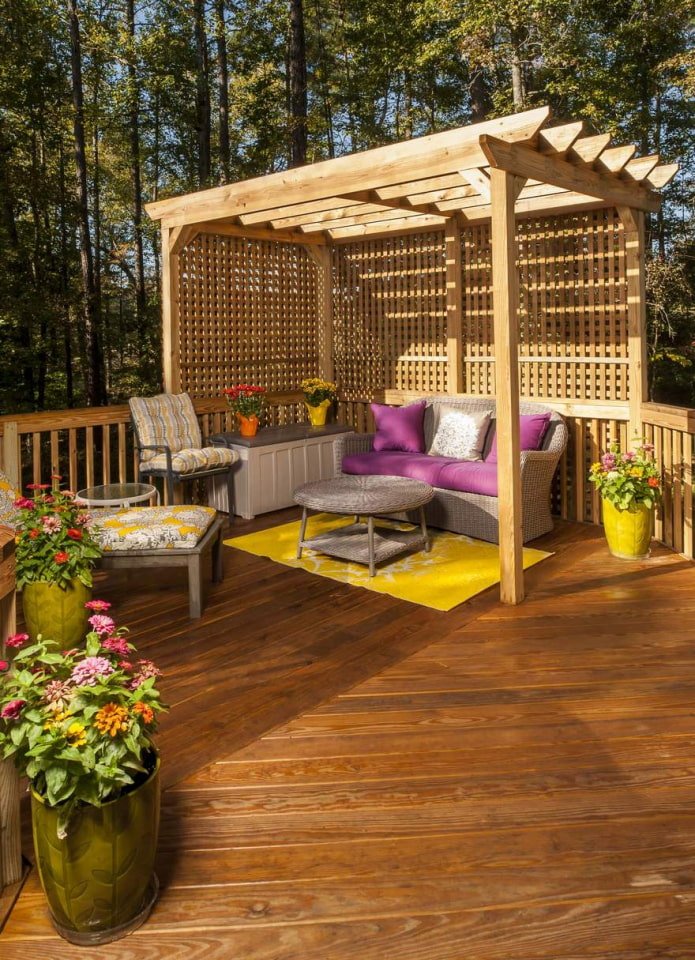 mobilier de jardin sous un auvent