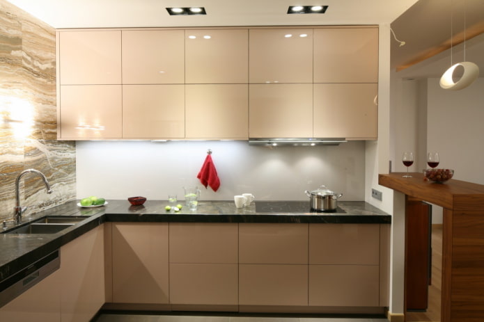 plan de travail de cuisine beige