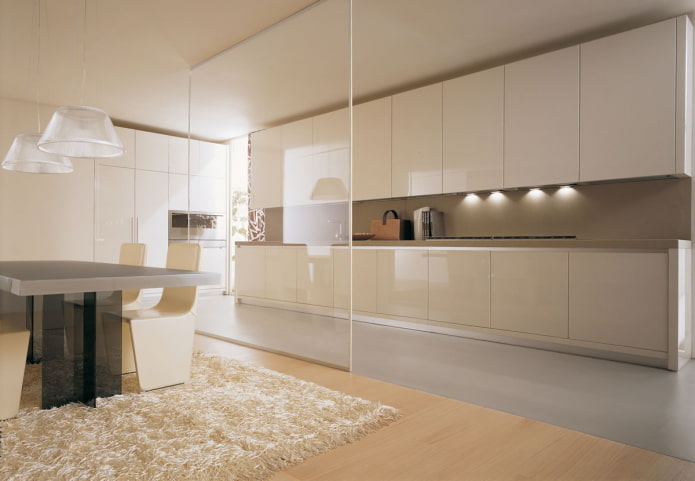 Intérieur de cuisine beige de style minimaliste