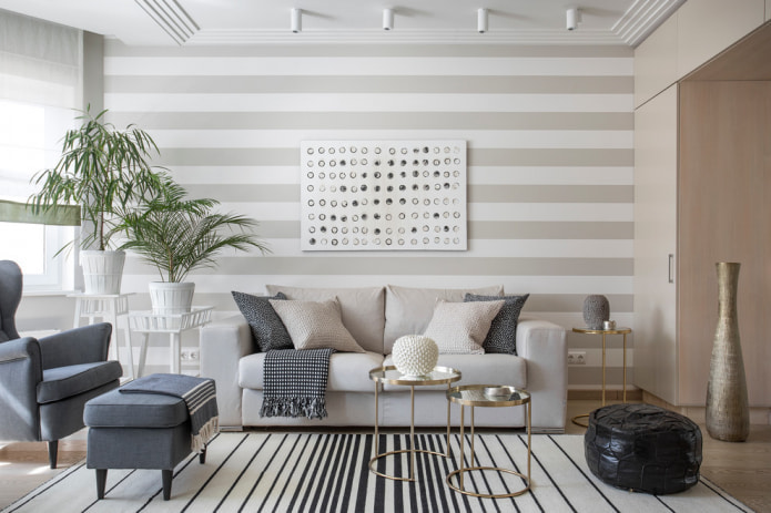 Canapé gris et beige