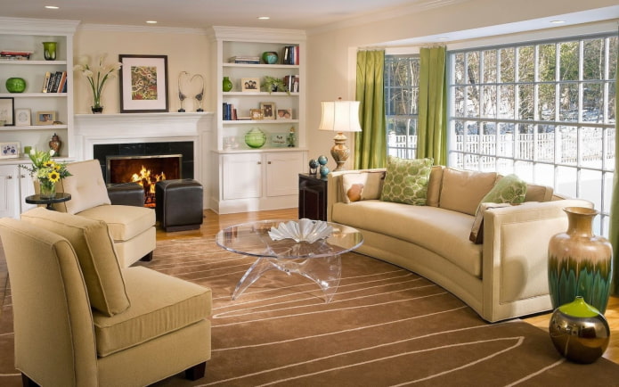 Accents verts à l'intérieur