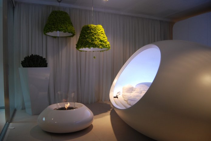 Cheminée biologique au sol dans la chambre