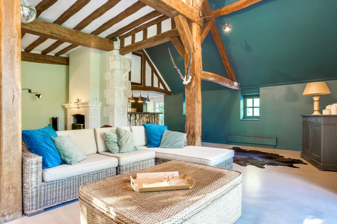 vert clair et turquoise dans le salon