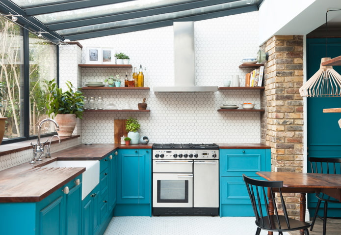 tablier de cuisine turquoise