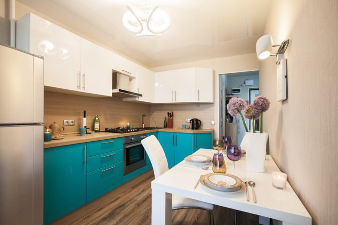 papier peint cuisine turquoise