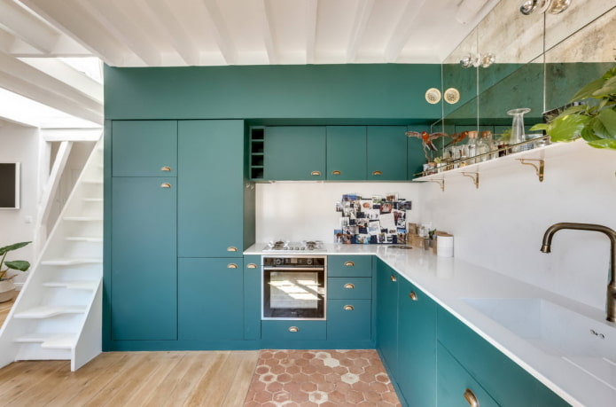 tablier de cuisine turquoise