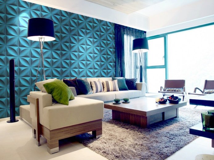 Papier peint turquoise volumineux en gstina