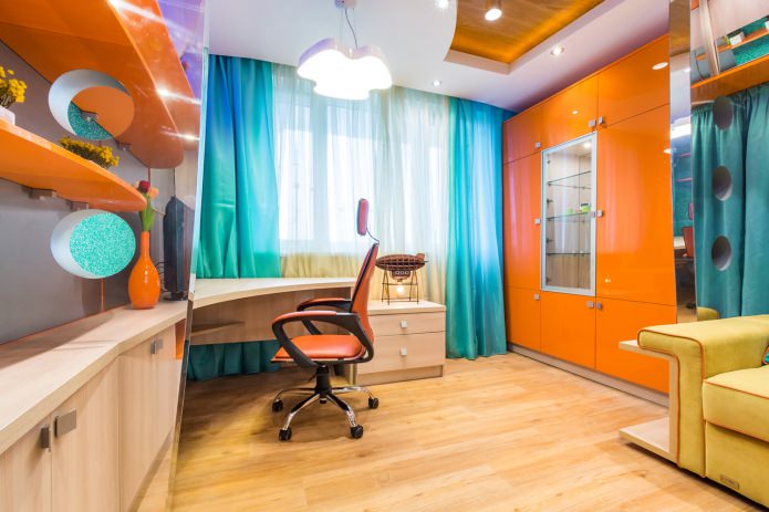 Rideaux turquoise de style moderne
