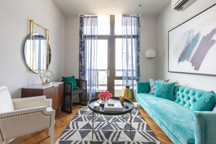 canapé cyan à l'intérieur
