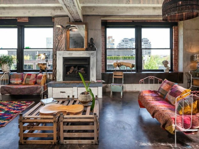 un mélange de styles bohème et loft