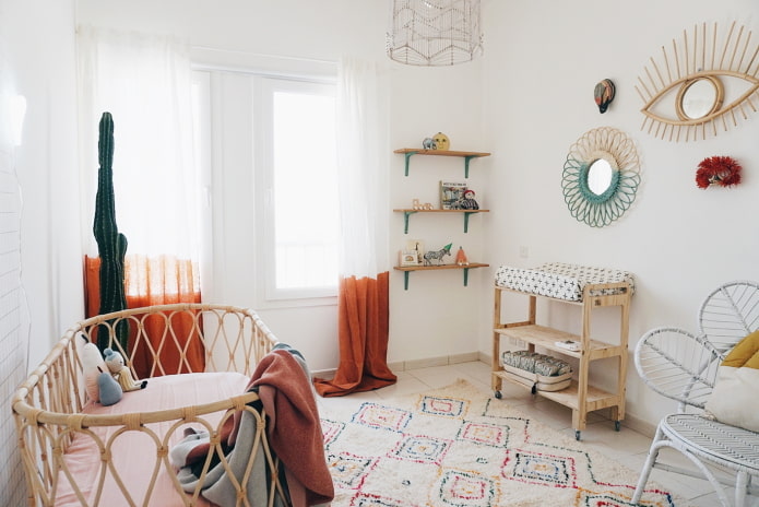 une chambre de bébé pour un nouveau-né dans le style bohème