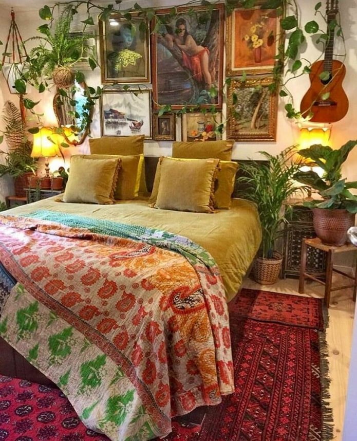 chambre colorée de style bohème