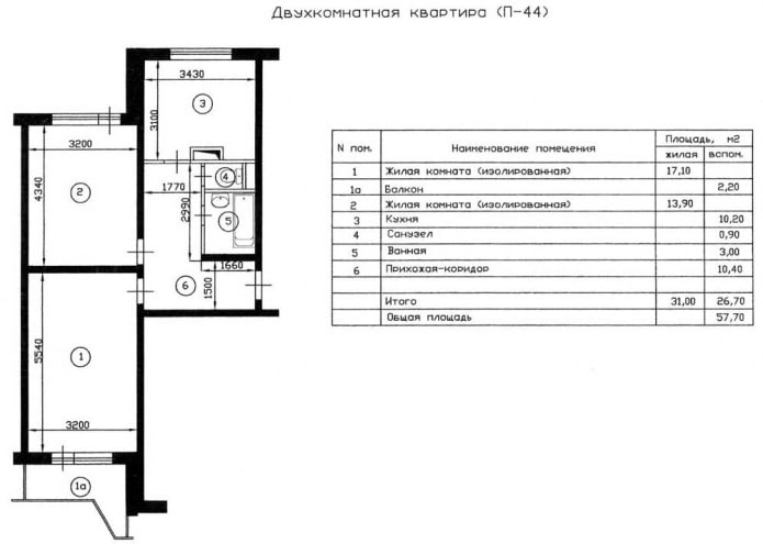 Aménagement d'un appartement de deux pièces, série P-44
