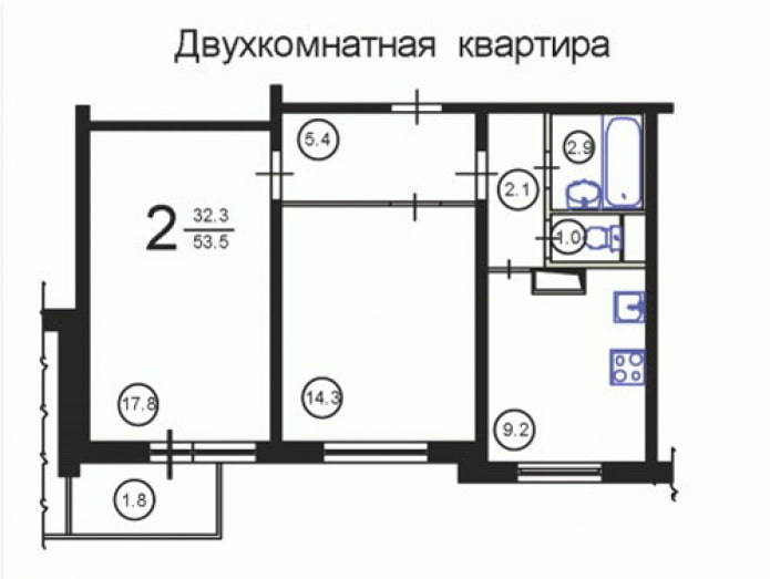Aménagement d'un appartement de deux pièces, série P-3