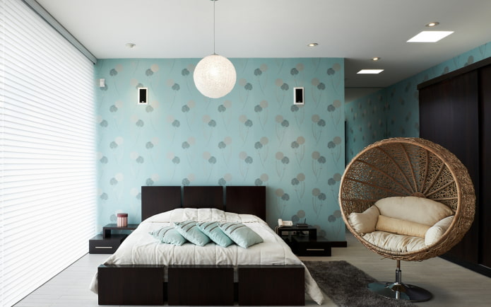 Papier peint turquoise à l'intérieur