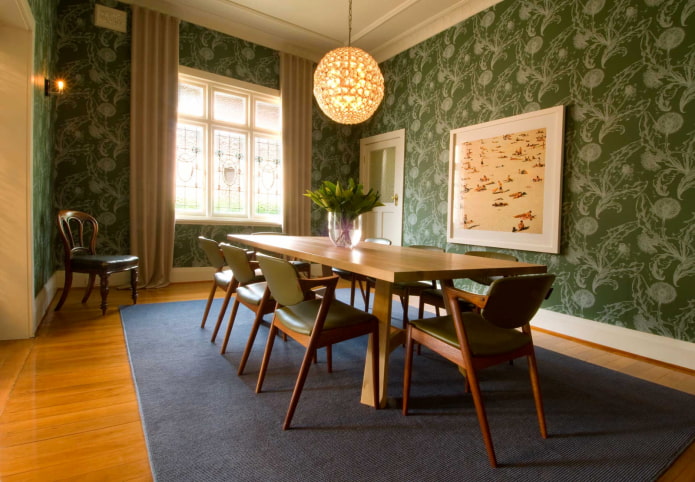 Papier peint vert à l'intérieur