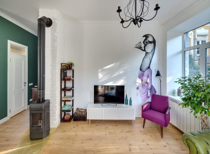 Un poêle ventru de style moderne