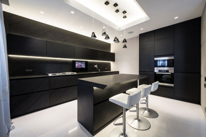 cuisine noire de style high-tech