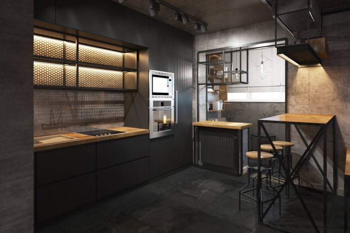 cuisine noire de style loft