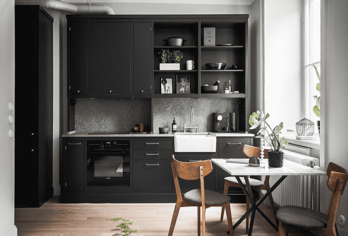 ensemble de cuisine noir