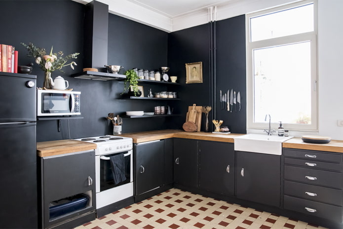 ensemble de cuisine noir