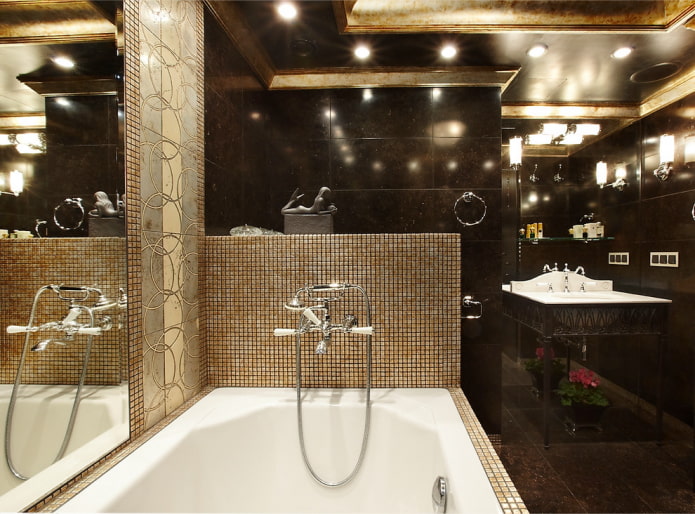 Salle de bain noir et or