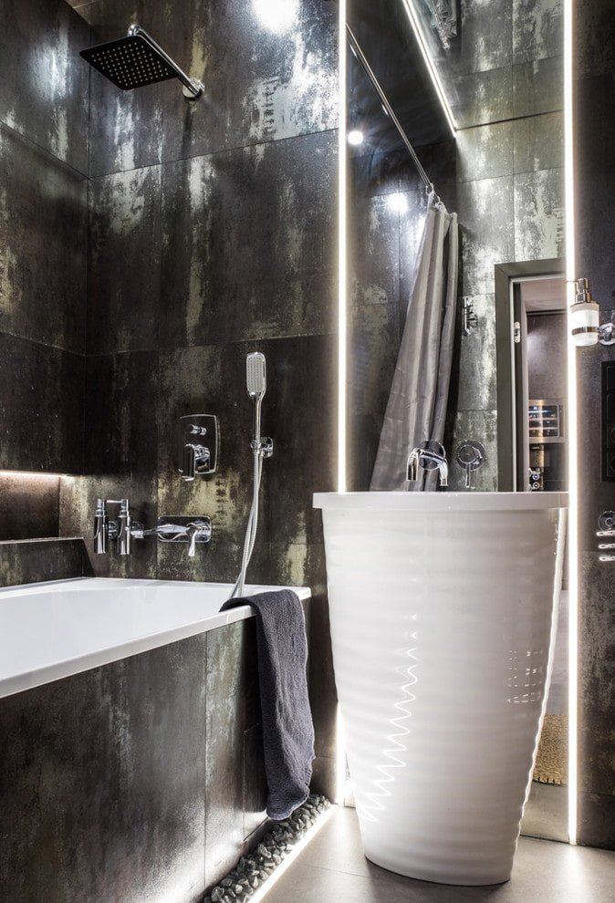carrelage noir dans un style loft