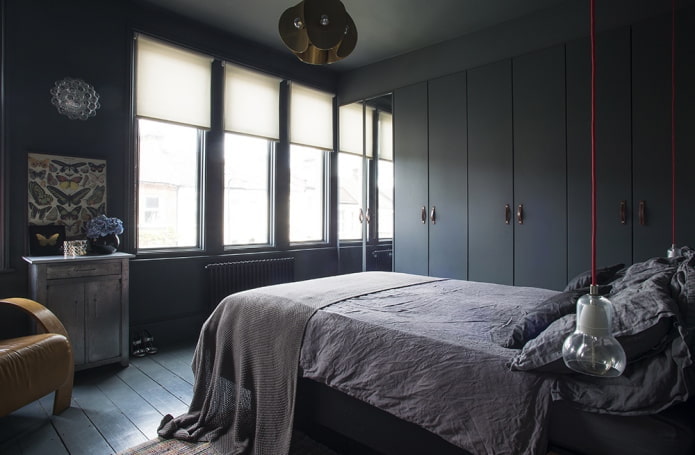 Meubles de chambre aux tons noirs