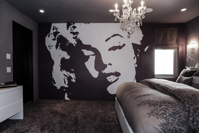 Décoration d'intérieur de chambre dans les tons noirs