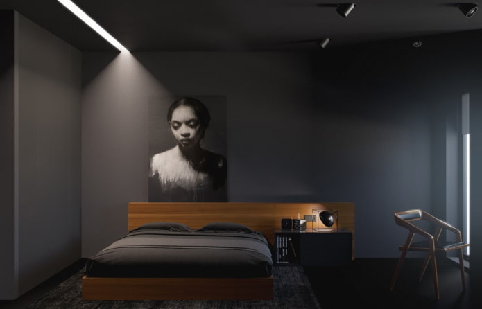 Chambre noire de style minimaliste