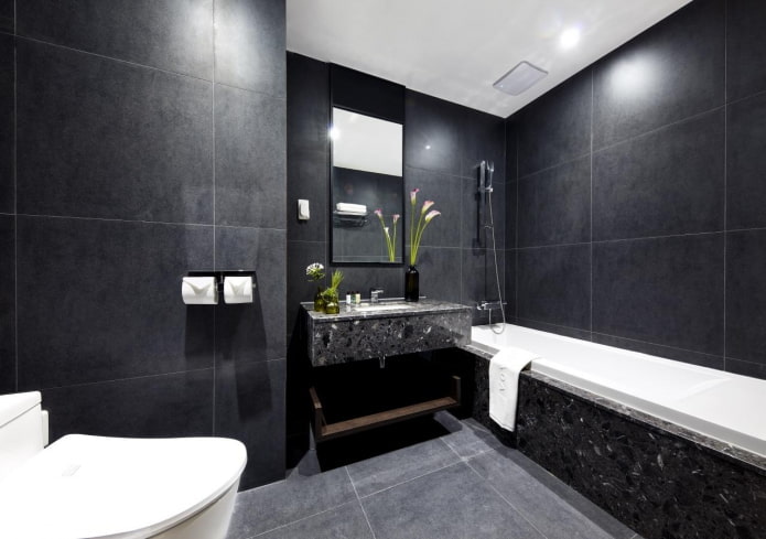 grands carreaux dans la salle de bain