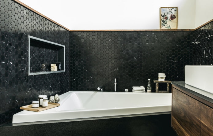 carrelage nid d'abeille noir