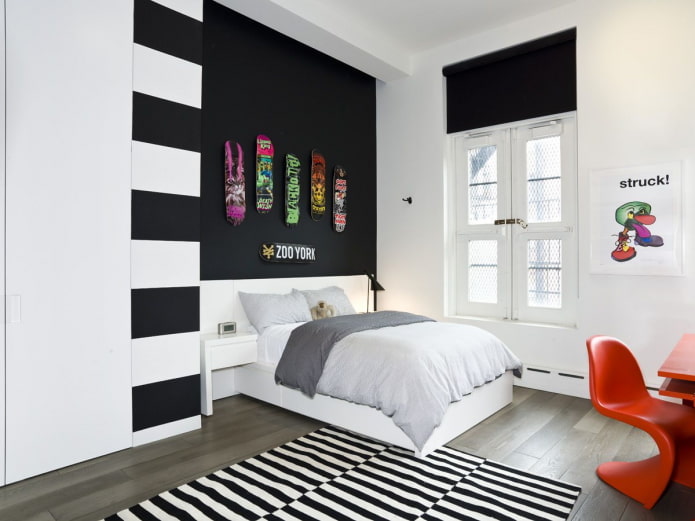 Décoration d'intérieur de chambre en noir et blanc