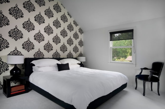 Décoration d'intérieur de chambre en noir et blanc