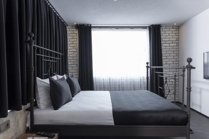 Meubles de chambre à coucher aux tons noir et blanc